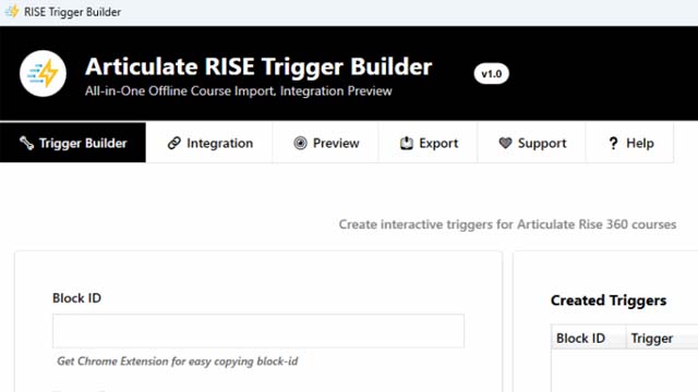 Articulate Rise 360 Trigger Builder