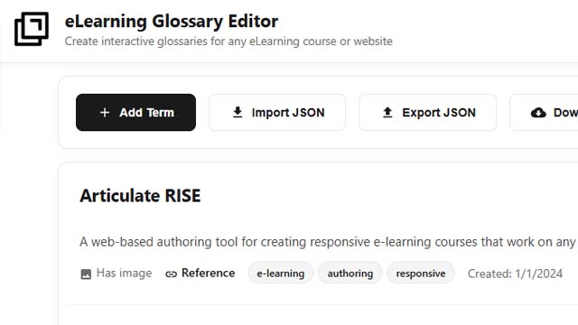 eLearning Glossary Editor